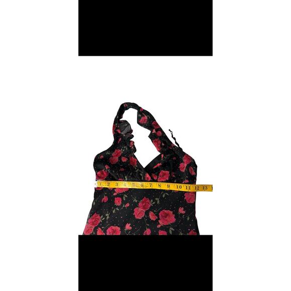 VTG Y2K Rampage Dark Floral Mesh Halter Babydoll Whimsygoth Fairy Slip Dress S - Picture 5 of 13